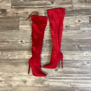 Red Thigh High Boots